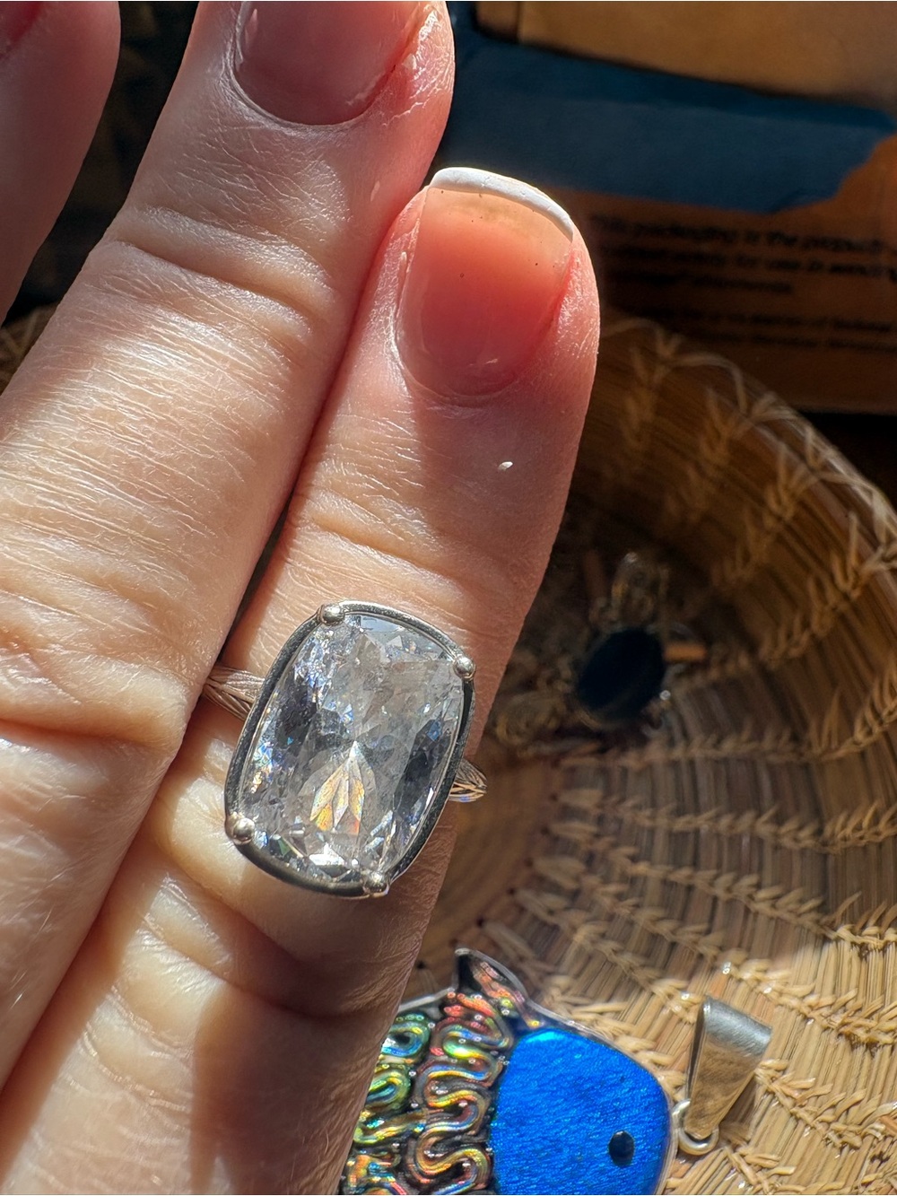 Sterling Silver Cushion-Cut Clear Crystal Ring - Elegant Women’s Jewelry 8 carat